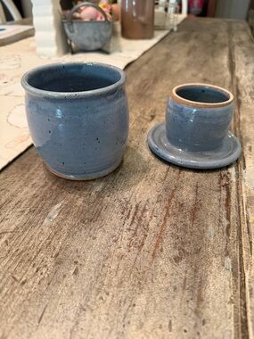 Handmade Blue Ceramic Butter Bell Dish